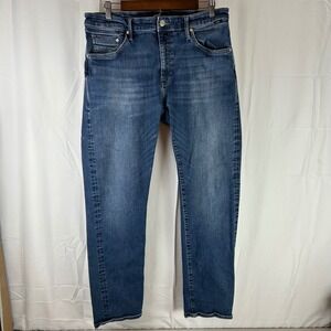 Mavi Jeans Mens 34x32 Blue Medium Wash Organic Cotton Stretch Straight Denim